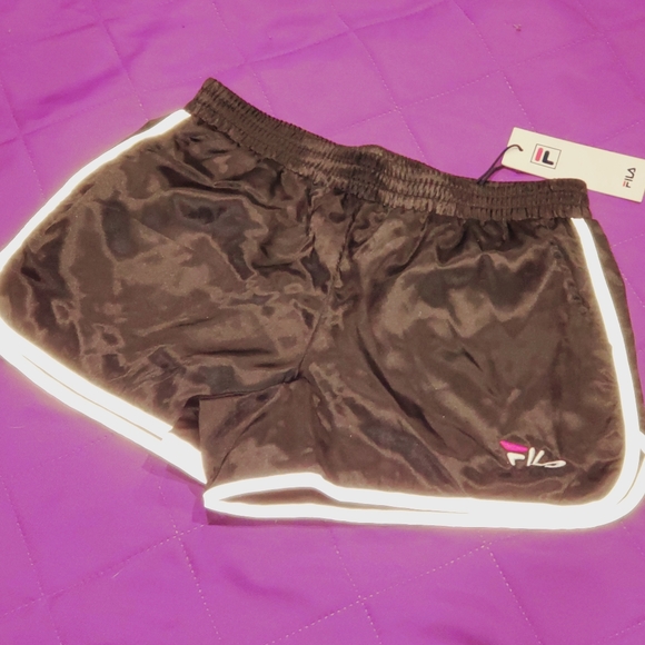 N.W.T. Fila shorts shiny black satin - Picture 8 of 16